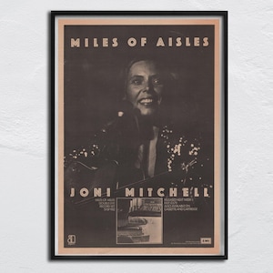 JONI MITCHELL Poster - 1974 originale SOUNDS - Miles of Aisles
