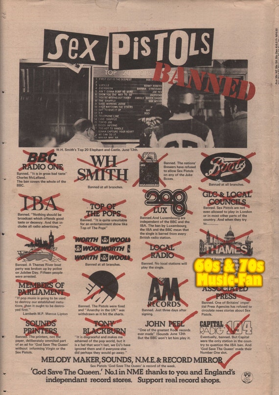 セックス・ピストルズのポスター - 1978年オリジナルNME - 禁止