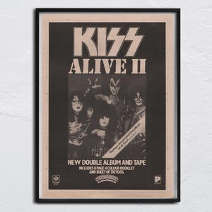 Cartaz do KISS - NME original de 1977 - Alive 2 / Gene Simmons, Ace Frehley, Peter Criss, Paul Stanley