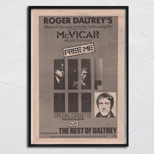 Roger Daltrey The WHO - 1980 NME Poster - McVicar - Free Me - John Entwistle, Roger Daltrey, Pete Townshend, Keith Moon