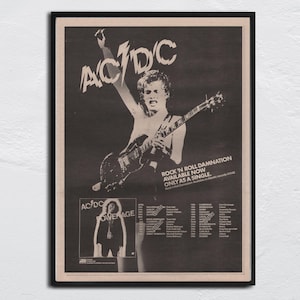 AC/DC - 1978 Poster original NME - Rock n Roll Damnation / Powerage - Bon Scott, Angus Young, Brian Johnson, Malcolm Young
