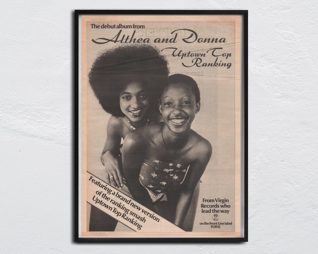 ALTHEA and DONNA 1978 Poster - Original NME - Uptown Top Ranking