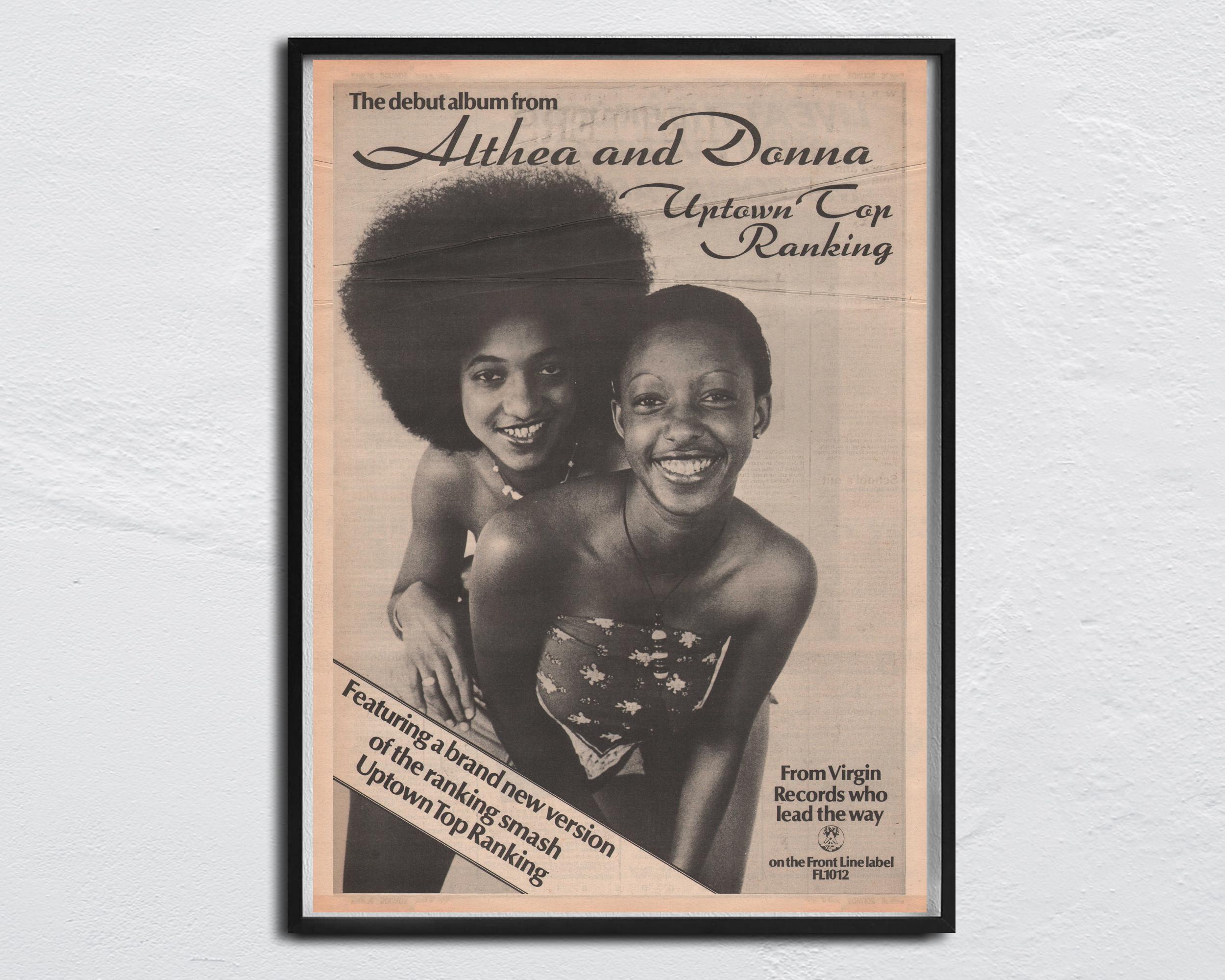 ALTHEA and DONNA 1978 Poster - Original NME - Uptown Top Ranking