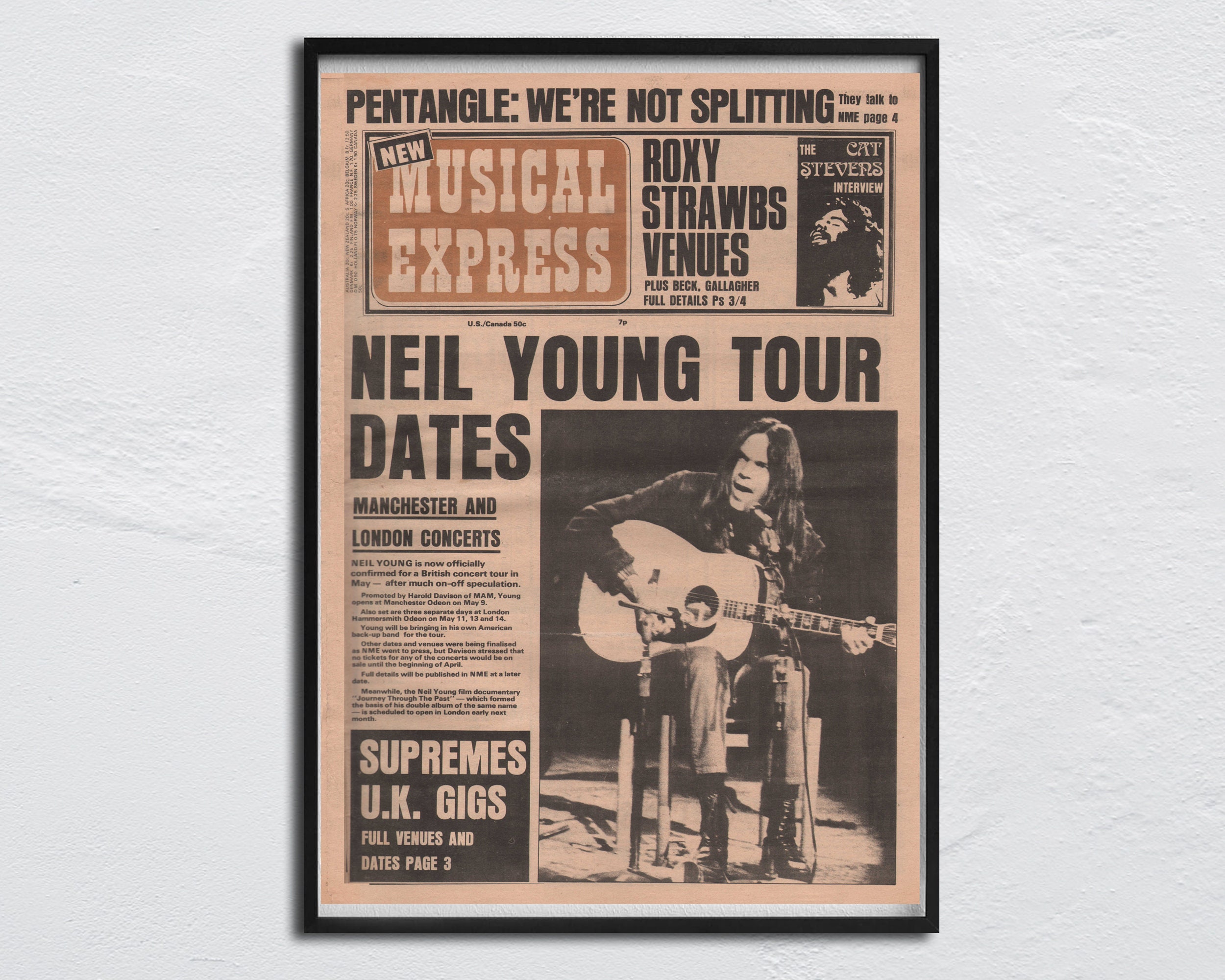 NEIL YOUNG - 1973 Original NME Poster - Neil Young Tour Dates - Etsy