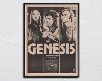 GENESIS - 1978 Poster original NME - And then there were three / Tony Banks, Mike Rutherford, Peter Gabriel, Steve Hackett, Phil Collins