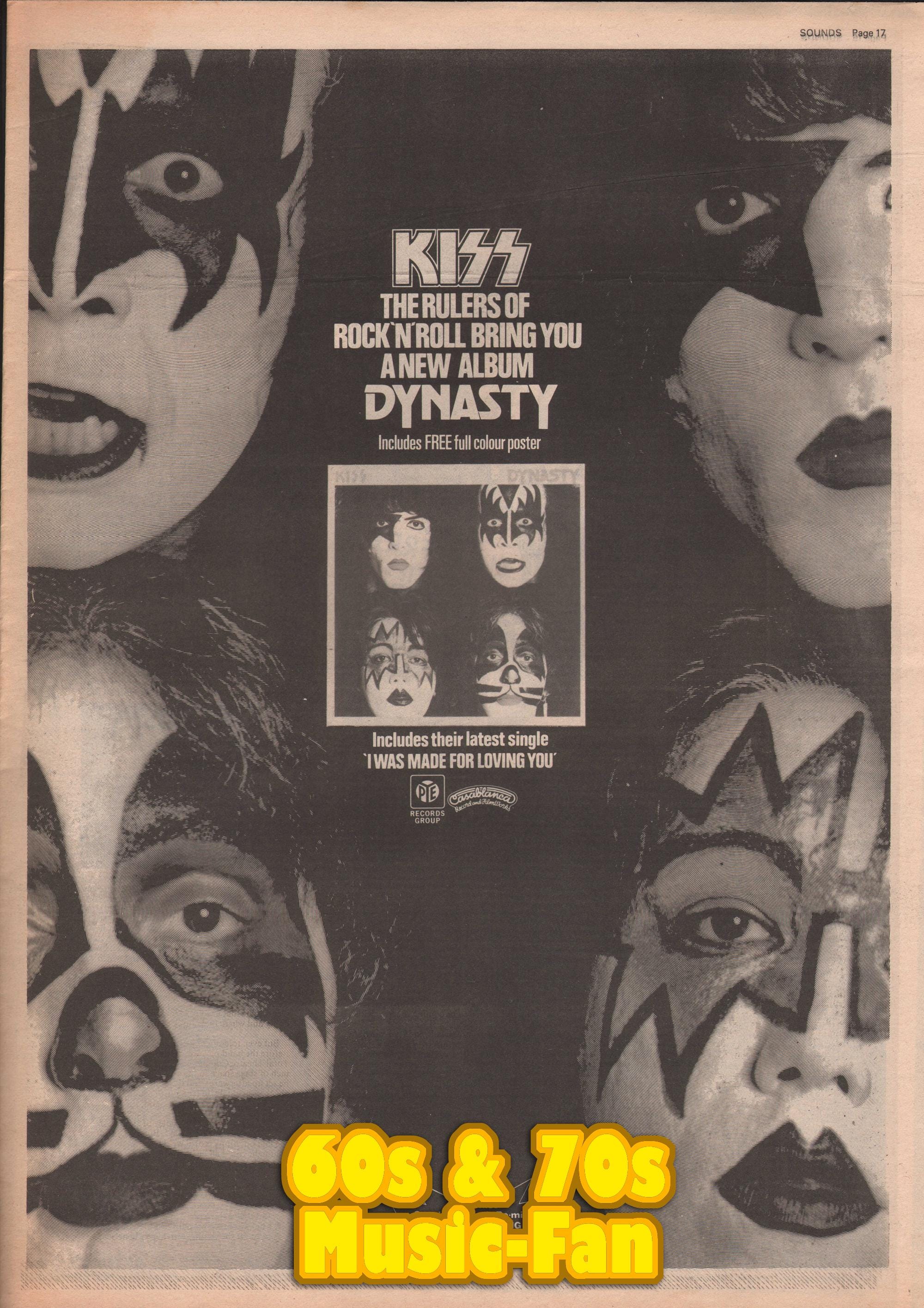 KISS Poster - 1979 Original NME - Dynastie - I Was Made for Loving