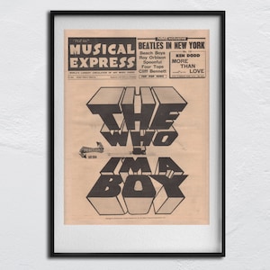 The WHO POSTER - 1966 original NME - I am a Boy - John Entwistle, Roger Daltrey, Pete Townshend, Keith Moon, Doug Sandom, Colin Dawson