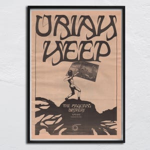 Póster original de URIAH HEEP de 1972 de NME: cumpleaños de los magos / Ken Hensley, Lee Kerslake, David Byron, Gary Thain, Mick Box