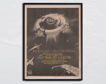1979 Poster ELO  Electric Light Orchestra - Confusion / Last Train to London original NME Kelly Groucutt, Jeff Lynne, Bev Bevan, Louis Clark