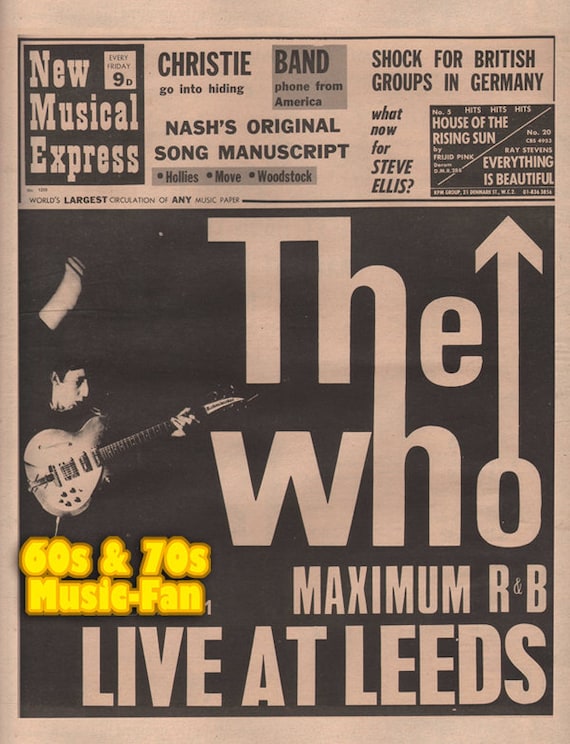 The WHO POSTER - 1970 Original NME - Live at Leeds - Maximum R&B