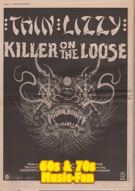 THIN LIZZY Poster 1980 / Original NME - Killer on the Loose