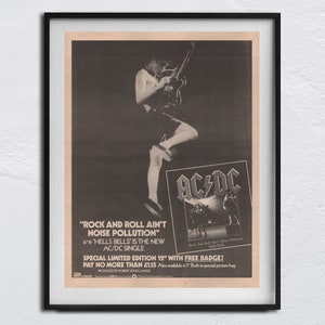 AC/DC - 1980 Poster original NME - Rock and Roll aint noise Pollution / Hells Bells - Bon Scott, Angus Young, Brian Johnson, Malcolm Young