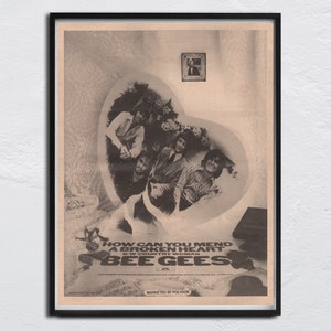 BEE GEES - 1972 original NME Poster - How can you mend a broken Heart / Country Woman - Barry Gibb, Robin Gibb, Maurice Gibb