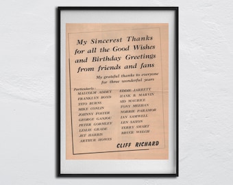 CLIFF RICHARD - 1961 Poster original NME