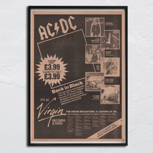AC/DC Poster 1980 original NME - Back in Black - Bon Scott, Angus Young, Brian Johnson, Malcolm Young