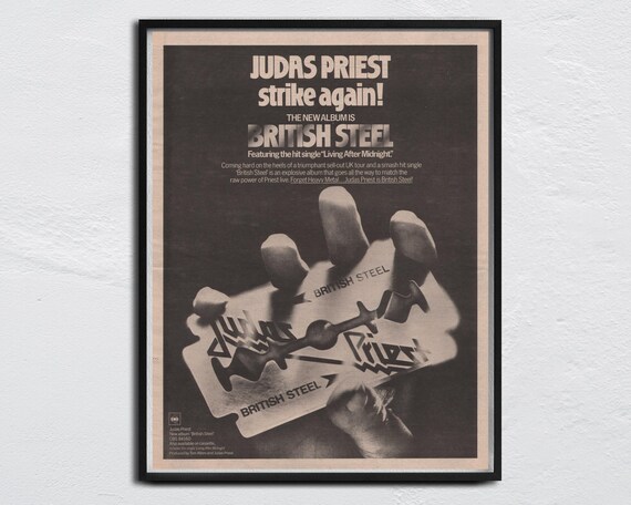 JUDAS PRIEST Poster - 1980 Org NME British Steel - Living After