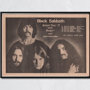 BLACK SABBATH Poster - 1973 original NME / British Tour 73 with Badgers and - necromandus Ozzy Osbourne, Tony Iomm, Bill Ward, Geezer Butler