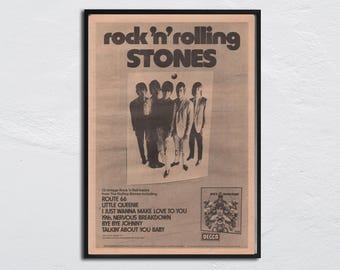 70年代　ローリングストーンズ　額入りポスター ローリング・ストーンズ ポスター 1976 NME 発行 - ミック・ジャガー