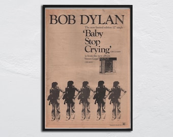 BOB DYLAN Poster 1978 original SOUNDS - and The Band - Baby stop Crying / Street Legal