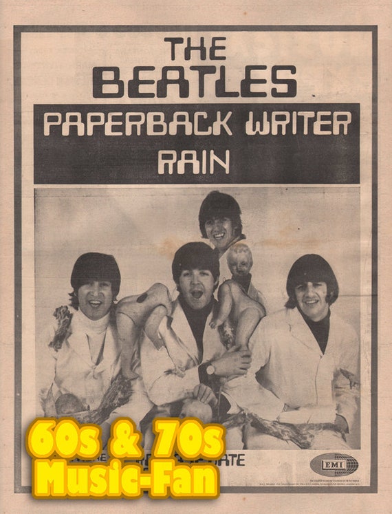 BEATLES POSTER - 1966 Original NME - Papaerback Writer