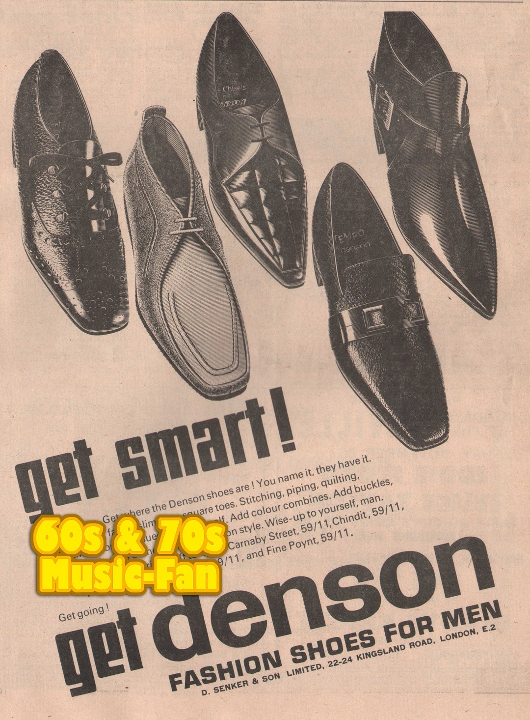 Denson DENSON Shoes - 1967 Original NME Advertising Clipping - Get Smart, Get ...
