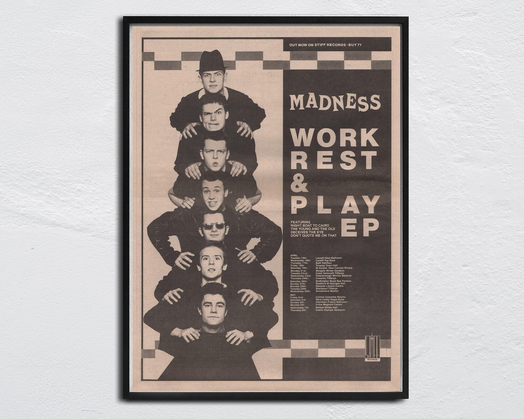 MADNESS - Poster / 1980 Original NME - Work Rest & Play / Chas