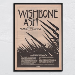 Poster WISHBONE ASH - Origineel NME uit 1981 - Number the Brave / Andy Powell, Ted Turner, Martin Turner, Steve Upton