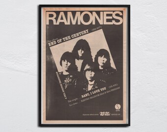 RAMONES POSTER 1980 original LJUD - Slutet av århundradet / Baby I love You - Johnny Ramone, Tommy Ramone, Joey Ramone, Dee Dee Ramone