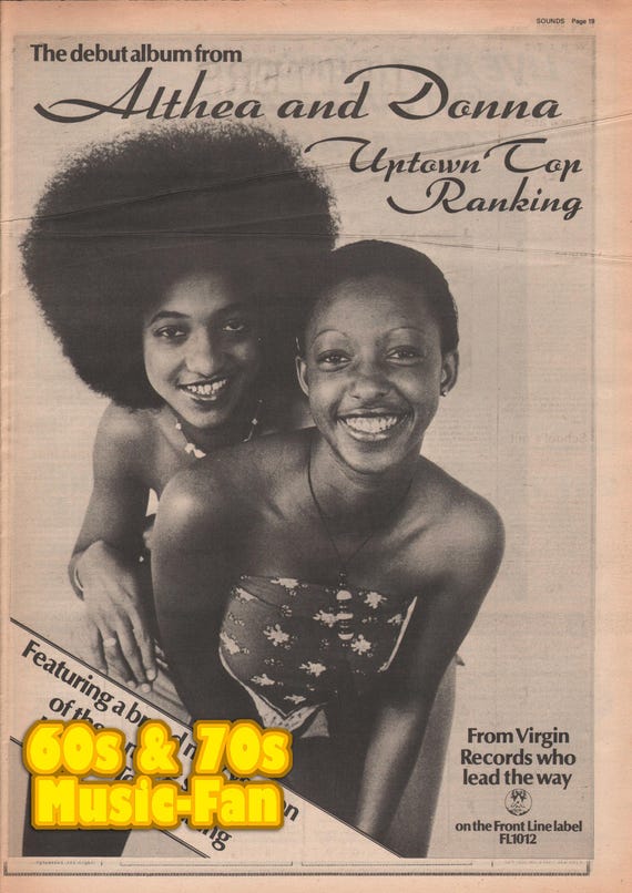 洋楽 Marcia Aitken / Althea & Donna ALTHEA and DONNA 1978 Poster - Original NME - Uptown Top Ranking