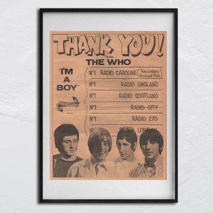 The WHO POSTER - 1966 original NME - I am a Boy - John Entwistle, Roger Daltrey, Pete Townshend, Keith Moon, Doug Sandom, Kenney Jones