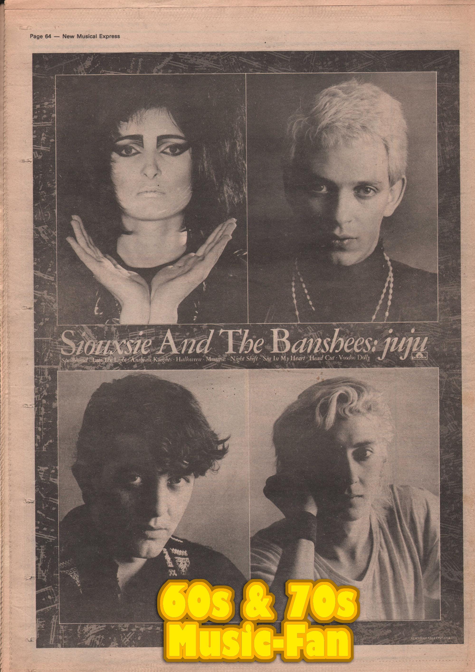 SIOUXSIE and the BANSHEES Poster 1978 Original NME - Juju