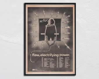 AC/DC - 1978 Originales Poster von NME - Powerage / Raw, elektrisierende Kraft - Bon Scott, Angus Young, Janeon Johnson, Malcolm Young