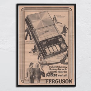 Registratore a cassette FERGUSON - Manifesto pubblicitario originale NME del 1972 - New Musical Express