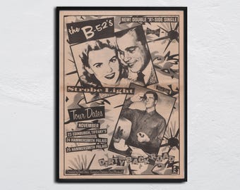 B52 Poster 1980 - org. NME - Strobe Light Dirty back road - Claire Kate Pierson, Fred Schneider, Cindy Wilson, Keith Strickland Ricky Wilson