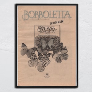 CARTEL DE SANTANA - NME original de 1974 - Borboletta - Mirage - Dar y recibir Promesa de un pescador / Carlos Santana