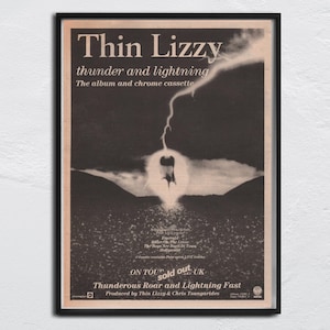 THIN LIZZY Poster 1983 / original NME - Thunder and lightning - Phil Lynott Phil Lynott, Darren Wharton Brian Downey John Sykes Scott Gorham