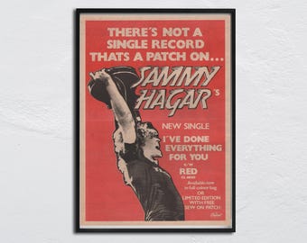 Póster de SAMMY HAGAR / NME original de 1980 - Lo he hecho todo por ti / Red - the Red Rocker, Montrose No puedo conducir 55, Van Halen