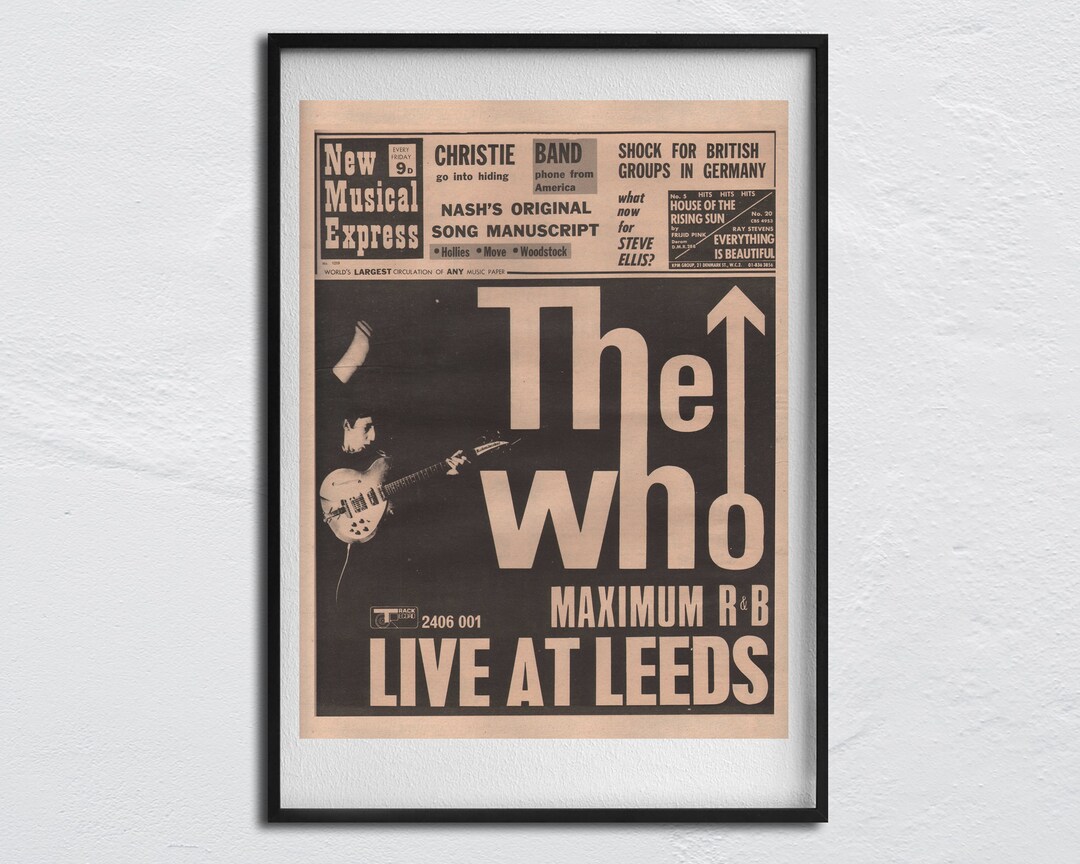 The WHO POSTER - 1970 Original NME - Live at Leeds - Maximum R&B