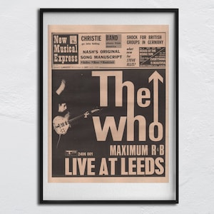 The WHO POSTER - 1970 original NME - Live at Leeds - Maximum R&B - John Entwistle, Roger Daltrey, Pete Townshend, Keith Moon