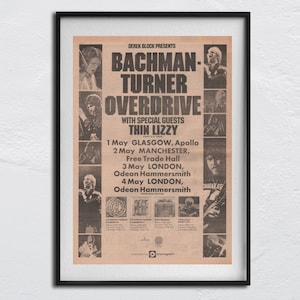 1975 Plakat BACHMAN TURNER Overdrive & Thin Lizzy - original NME - Rückseite: Suzi Quatro Len Tuckey, Ra. Bachman, Ro. Bachmann
