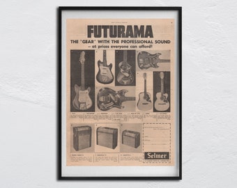 1964 Poster FUTURAMA Guitars / Selmer - original NME Advertising Poster - New Musical Express