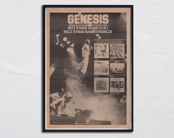 GENESIS - 1973 Poster origineel NME - The Lamp lies down on Broadway / Tony Banks Mike Rutherford, Peter Gabriel, Steve Hackett, Phil Collins