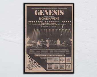 GENESIS - 1977 Poster org NME - Genesis in Concert / Tony Banks, Mike Rutherford, Peter Gabriel, Steve Hackett, Phil Collins