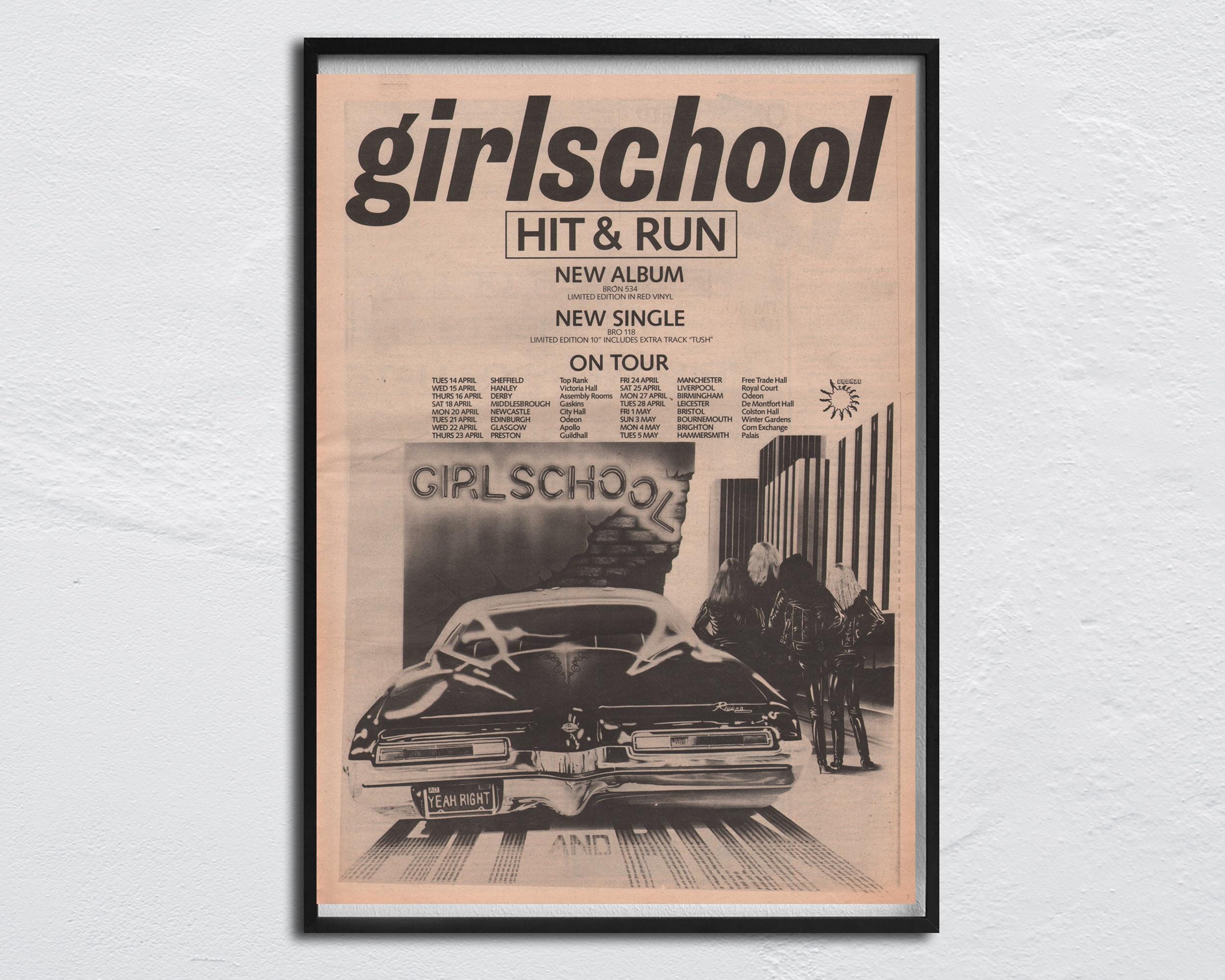 GIRLSCHOOL Poster - 1981 Original NME - Hit & Run / Tush / Kim