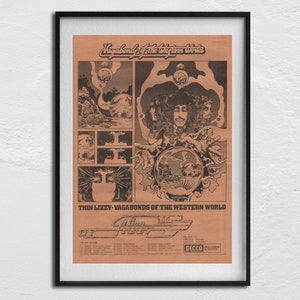THIN LIZZY Poster - 1973 original NME - Darren Wharton,Brian Downey, John Sykes, Phil Lynott, Scott Gorham