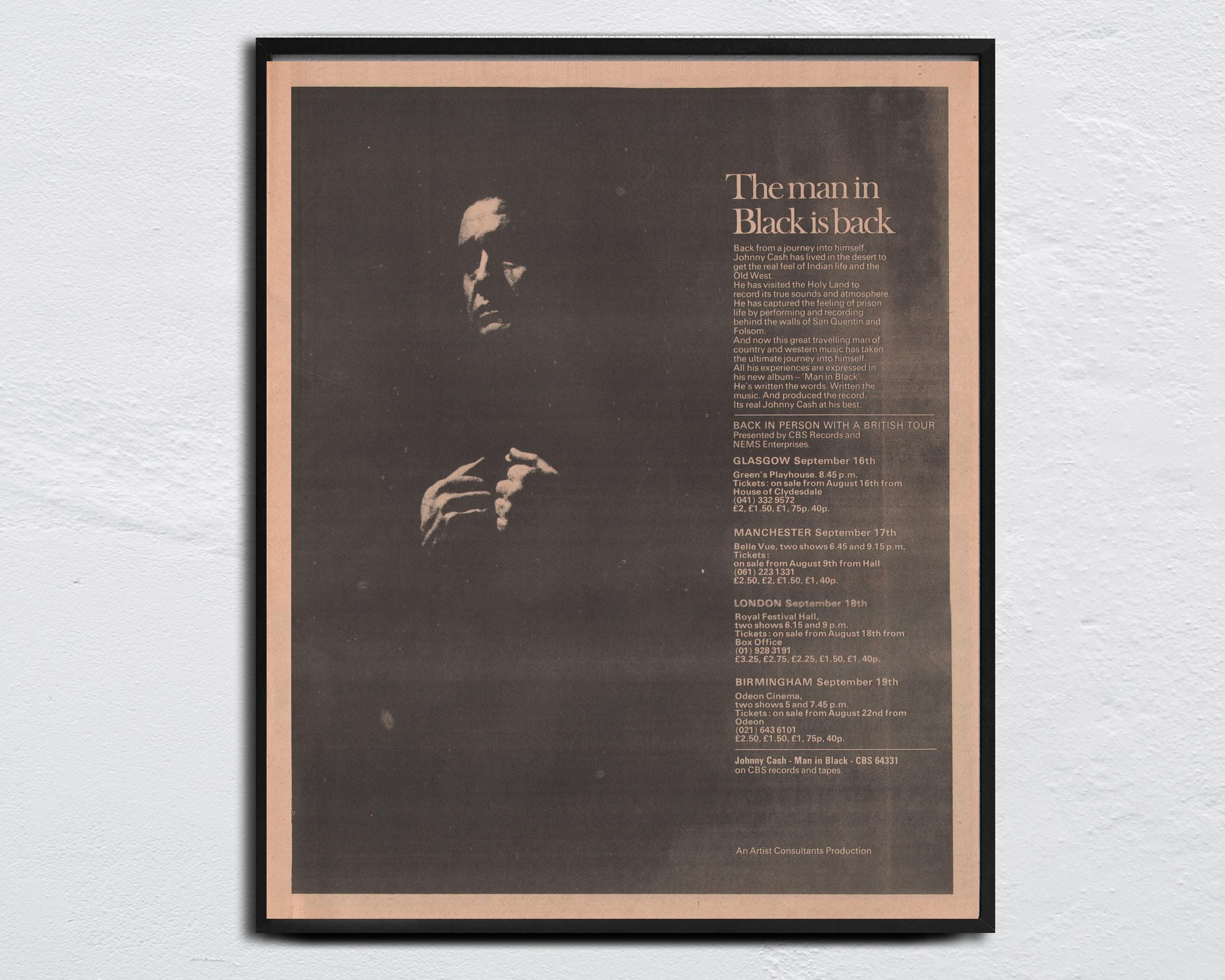 1971 JOHNNY CASH Poster - Original NME - the Man in Black is Back - Etsy