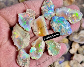 Lot brut d'opale d'Éthiopie de 50 carats de qualité supérieure adapté à la coupe de 10 pièces de qualité AAA, opale Welo naturelle, pierres précieuses brutes, opale de feu, bague brute
