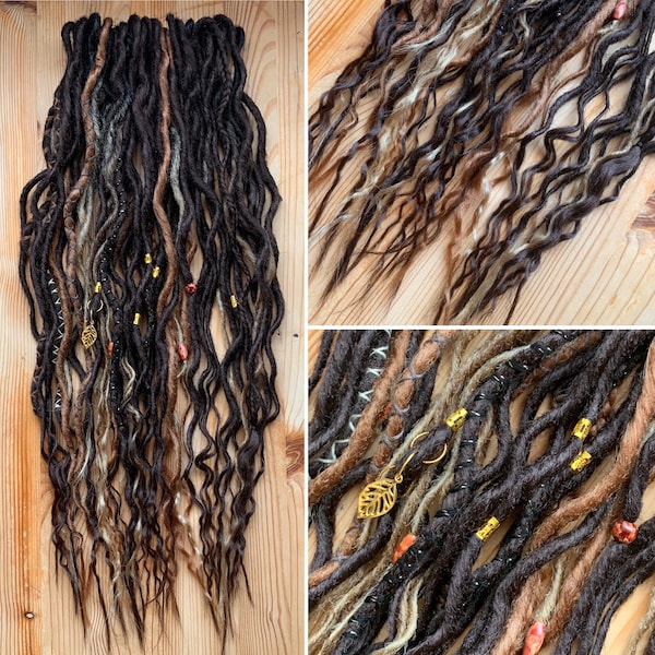 Café caramel - dreadlocks synthétiques sur mesure au crochet, extensions de dreadlocks kanekalon blond cuivré, ensemble partiel de la tête SE DE