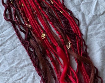 Red colours boho - synthetic dreadlocks | custom made handmade | kanekalon synth dreads | red wine copper