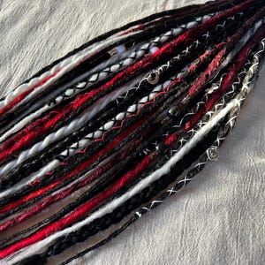 Revenge - synthetic dreadlocks | custom made handmade | kanekalon synth dreads | black red grey silver ombre